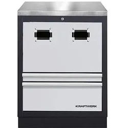 Kraftwerk, Werkstattschrank, Schrank Kabelaufroller+rostf. Platte (68 cm, 91 cm)