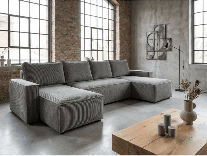 ANGEBOT Graue Wohnlandschaft in U-Form SMART COSARO 295x140 cm II. Wahl