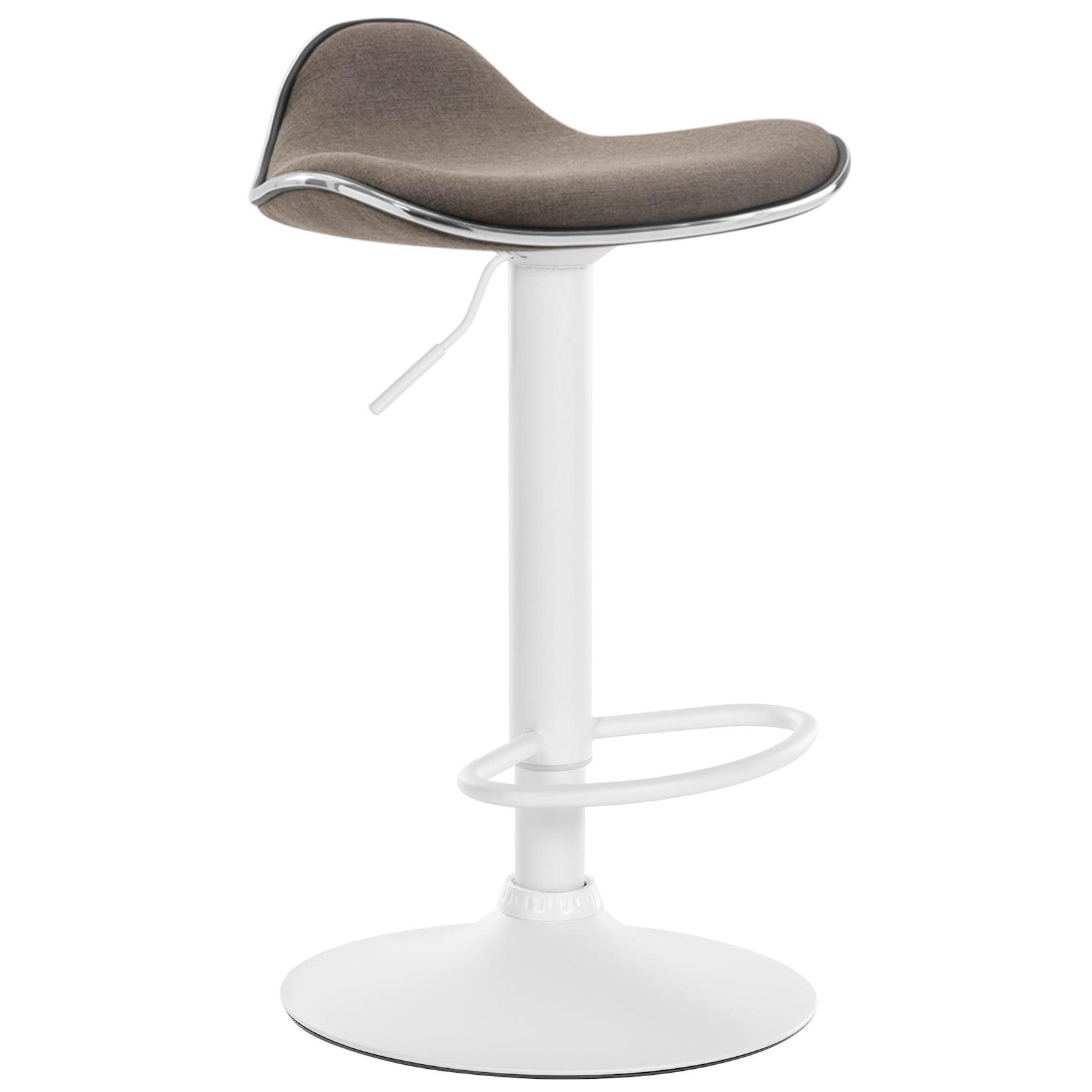 CLP Barhocker Shanghai Stoff weiß - Farbe: taupe, Gestellfarbe: weiß