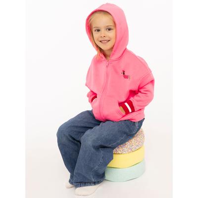 Kapuzensweatjacke ZWILLINGSHERZ "Très Bien", Mädchen, Gr. 134/140, pink, Obermaterial: 50% Baumwolle, 50% Polyester, Sweatjacken, Mini Me, süßes Dackelmotiv, gestreifte Ärmelbündchen, Kapuze, Zipper