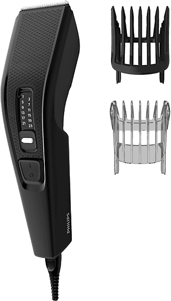 Cortapelos - Philips S3000 HC3510/15, 13 longitudes, Uso con cable, 2 cabezales pelo y barba, Negro