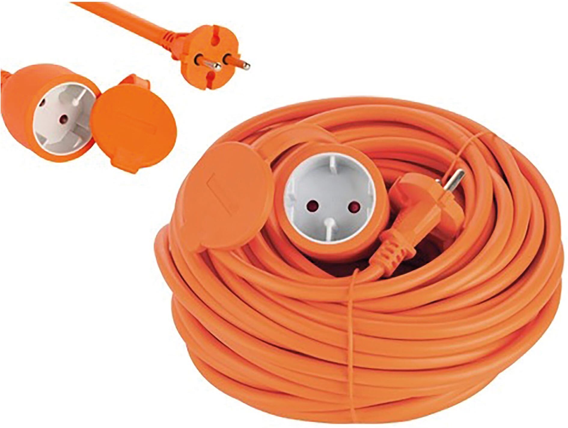 Tecnomat PROLUNGA DA GIARDINO PRESA SCHUKO CON CAVO 2x1,5 H05VV-F ARANCIONE 20 m