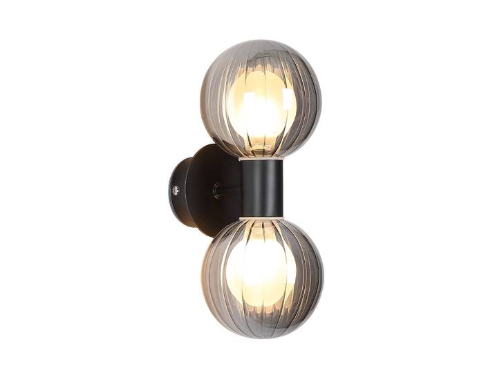 Searchlight Wandlampe Lumisphere, dimmbar, schwarz, für Badezimmer, Glas, Wandleuchte, Wandlampe Bad