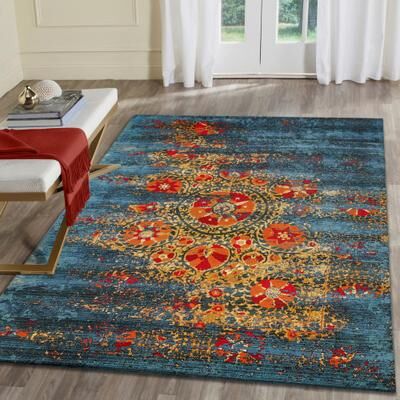 Liora Manne Lush Decor Marina Suzanie Indoor/Outdoor Rug Blue