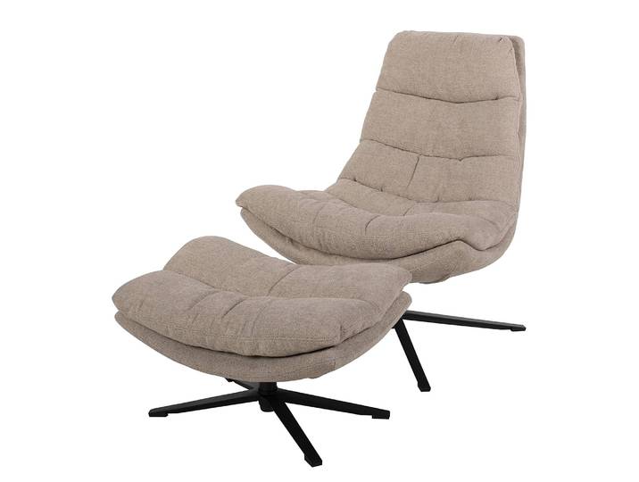Relaxsessel mit Hocker Beige Webstoff 83 x 100 x 92cm