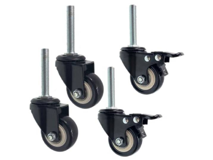 Lenkrollen Mit Gewindeschaft PU 4er-Pack Doppelt Gelagert Tragkraft 150kg Doppelt Gelagert, 150kg, Verschiedene Größen, 4er-Pack, Möbel, Regal, Werkstatt, Lager, Rollwagen(Brake+universal,M10)