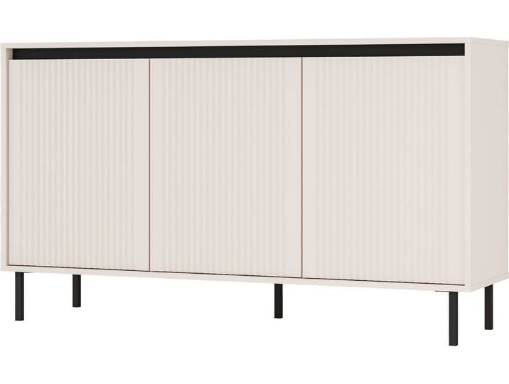 Selsey Osaka - Buffet 3 portes avec façades rainurées\, beige sable\, 149cm