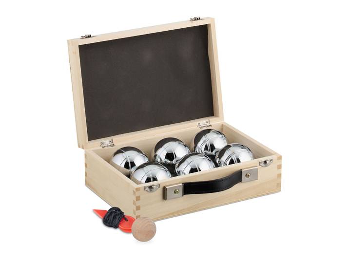 Boule Kugelset mit 6 Kugeln Hellbraun-Schwarz-Silber