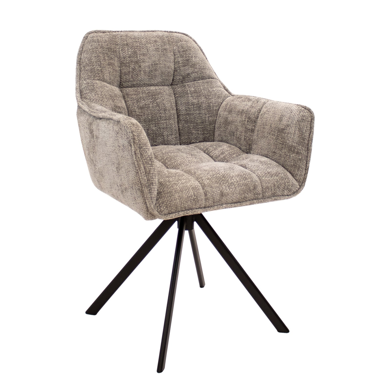 Kick Collection Draaibare eetkamerstoel Luc - Grijs - Chenille stof