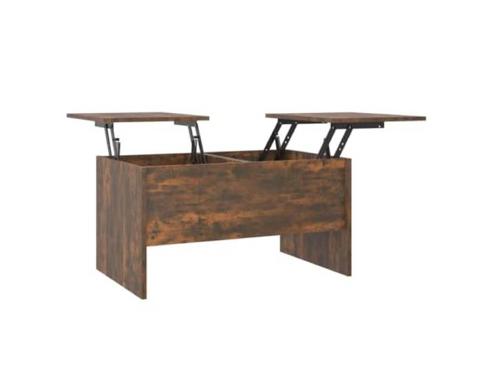 GHVBNMF Couchtisch mit Höhenverstellbarer Tischplatte 80x50x42.5 cm Höhenverstellbarer Wohnzimmertisch in Räuchereiche Optik mit zwei versteckten Fächern für Zeitungen und Fernbedienungen.