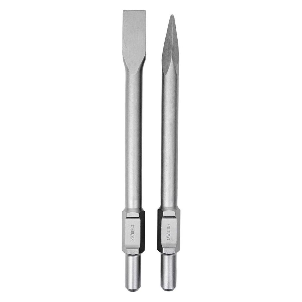 Stier 30 mm SDS-HEX Flachmeissel Spitzmeissel Set 410 mm für Abbruchhammer (52881919)