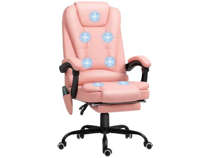 Vinsetto Bürostuhl mit Massagefunktion Ergonomischer Chefsessel, Rosa