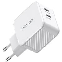 65W DUAL USB-C (PD) QC3.0 Ladegerät GaN weiß, PD 3.0, QC 3.0