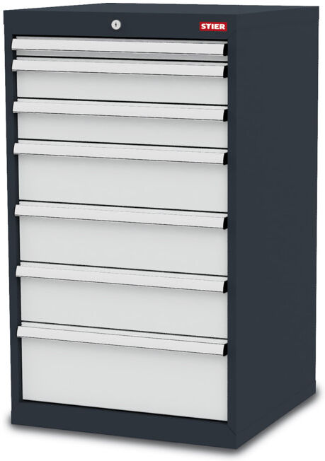 Armoire à tiroirs STIER, avec 7 tiroirs lxPxH 600x575x1020 mm (902615)