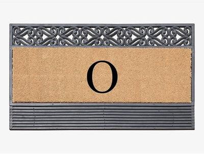 "A1 Home Collections First Impression Rubber and Coir Rosewood 24"" X 36"", Heavy Duty Outdoor Monogrammed Doormat"