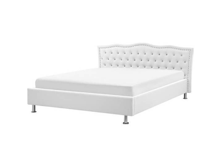 Beliani - Lit design en cuir blanc 180 x 200 cm METZ