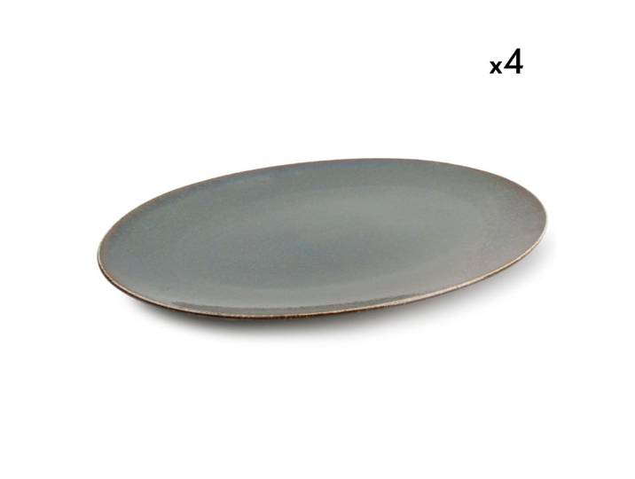 Lot de 4 assiettes vert en porcelaine 36x25,5cm