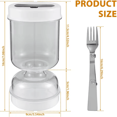 Inspire Curations FlipFresh Pickle Jar With Fork & Wet Dry Separation Container white Set