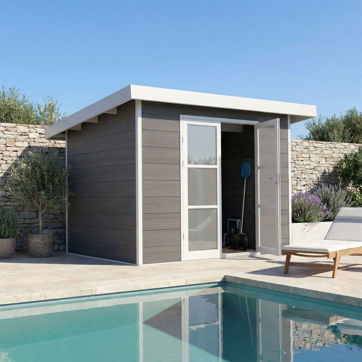 WPC Gartenhaus ALMA - 7 m² - Grau/Weiß - Gartenhütte