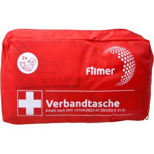 Filmer Erste-Hilfe-Tasche Verbandtasche, nach DIN 13164 gefüllt, rot, für KFZ
