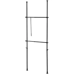 Helloshop26 - Teleskop-Kleiderschrank mit Stauraum 75-115 cm schwarz lackierter Stahl