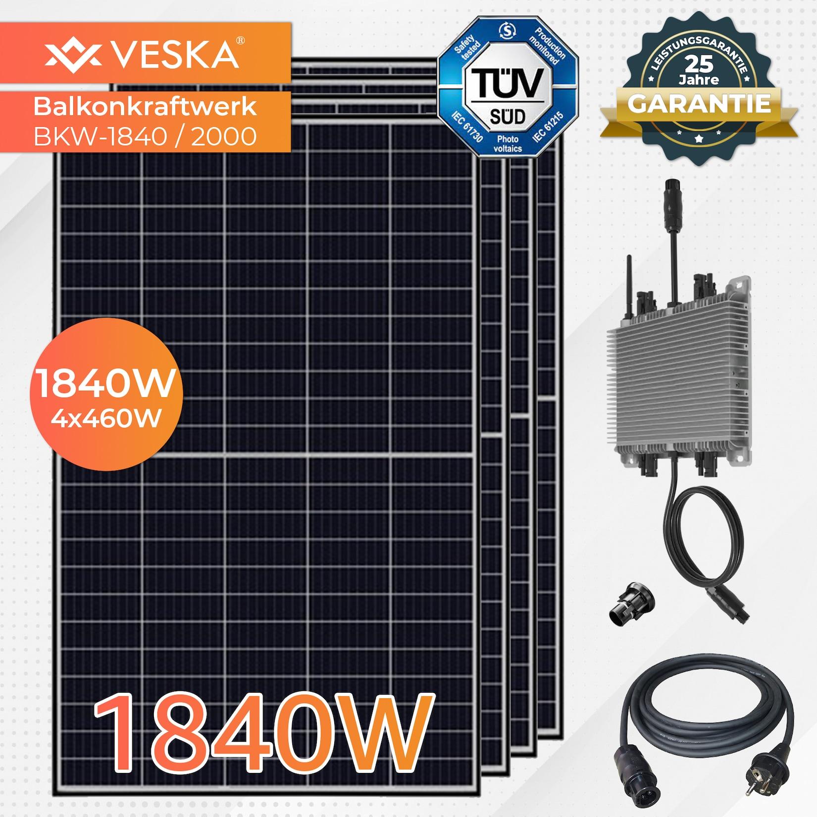 Balkonkraftwerk 2000W/2000W Bifazial Photovoltaik Solaranlage WIFI Smarte Mini-PV Anlage