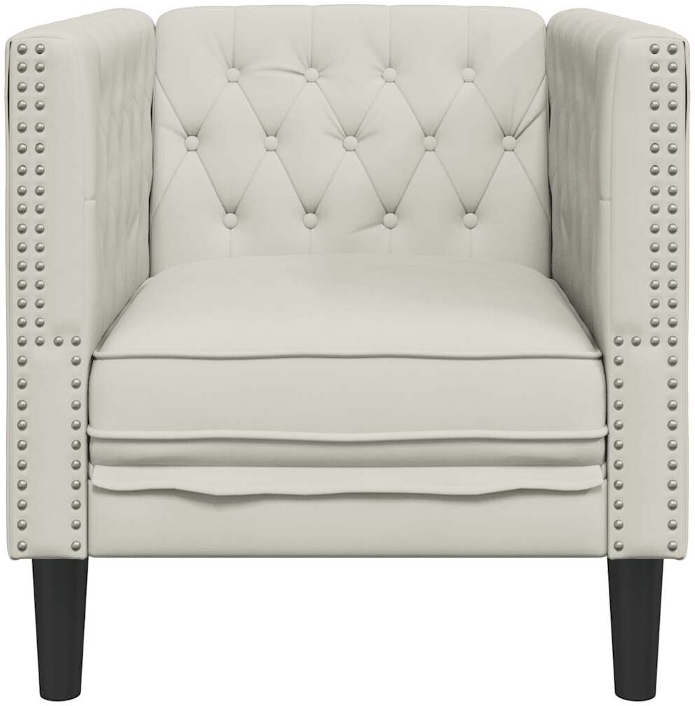 vidaXL Fauteuil Chesterfield crème velours