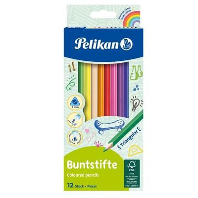 Pelikan Buntstifte dreieckig, bunt, Minenstärke 3mm, 12er Set