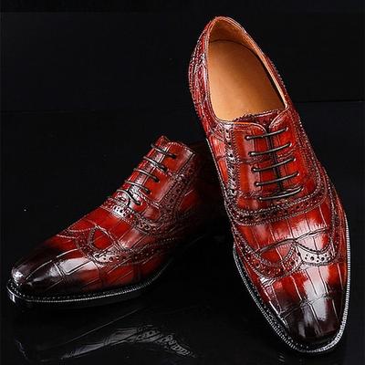 Oxford-Schuhe aus Kunstleder für Herren – Krokodilmuster mit Brogue-Details, perfekt für formelle Anlässe und als Business-Kleidung