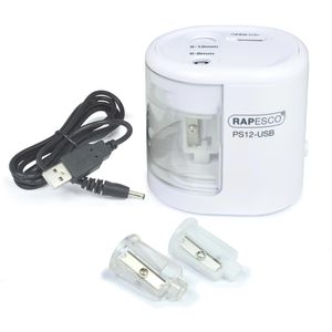 RAPESCO Spitzmaschine PS12-USB, elektrisch, für Stiftdurchmesser bis 12mm, weiß