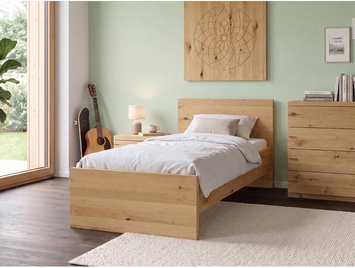 Kinder- und Jugendbett „Raphaela“ Wildeiche Hell 100 x 200 cm Massivholz Wildeiche Hell