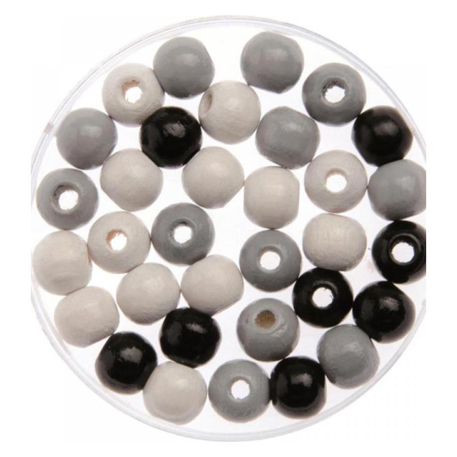 Glorex Holzperle 8mm 80St Buche schwarz / grau / weiss FSC (61653058)