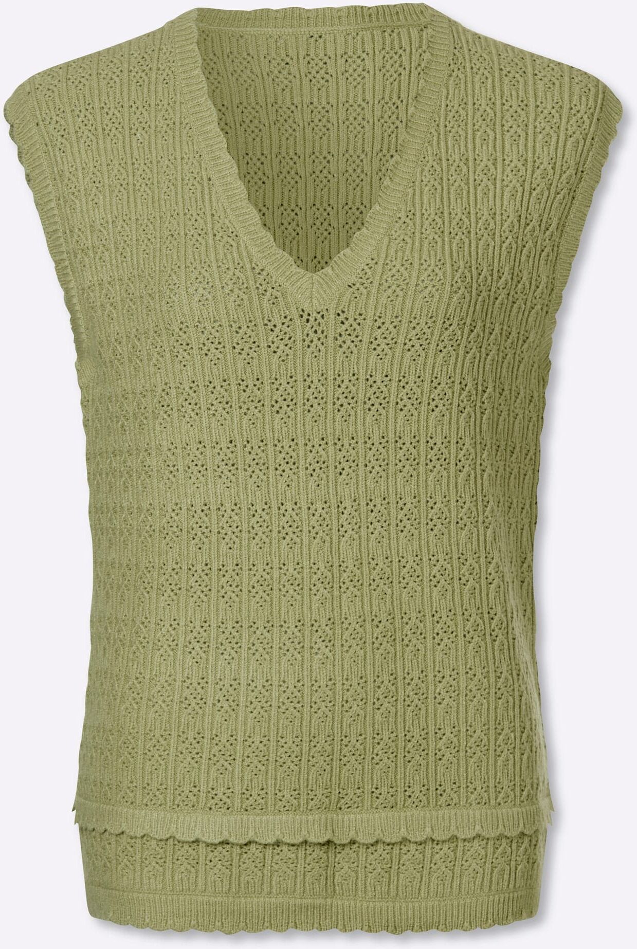 Pullunder INSPIRATIONEN "Pullunder", Damen, Gr. 42, grün (schilf), 50% Viskose, 25% Polyester, 25% Polyamid, unifarben, Pullover Pullunder