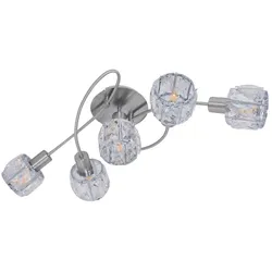 Spotlampe Deckenleuchte Wohnzimmerleuchte 5-Flammig Glas klar Deckenlampe E14