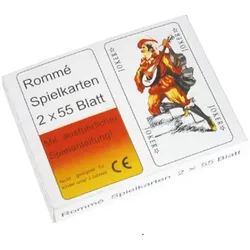 Rommé Kartenspiel Doppeldecker Spielkarten Set Poker Mau Mau Bridge 2x55 Blatt