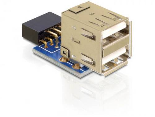 Delock USB 2.0 Adapter [2x USB 2.0 Buchse A - 1x Mainboard-Stecker 9pol.] 41825