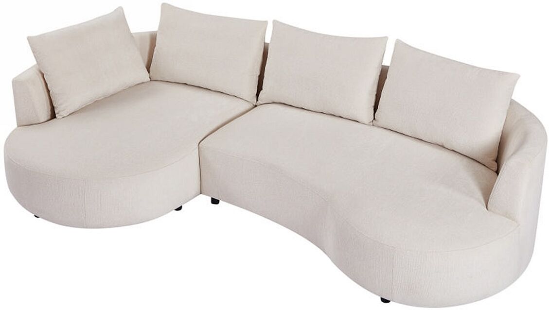 Vente-unique Ecksofa - Ecke links - Strukturstoff - Beige - LOUSADO