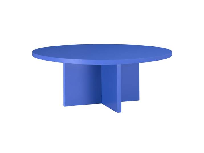 Table basse ronde, panneau stratifié de 3cm bleu Prusse 100cm