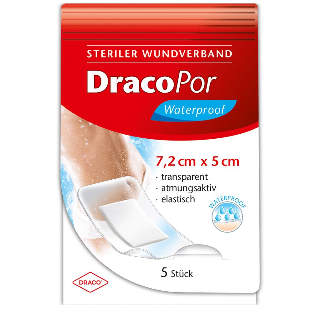 Dracopor waterproof Wundverband 5x7,2 cm steril 50 St Pflaster