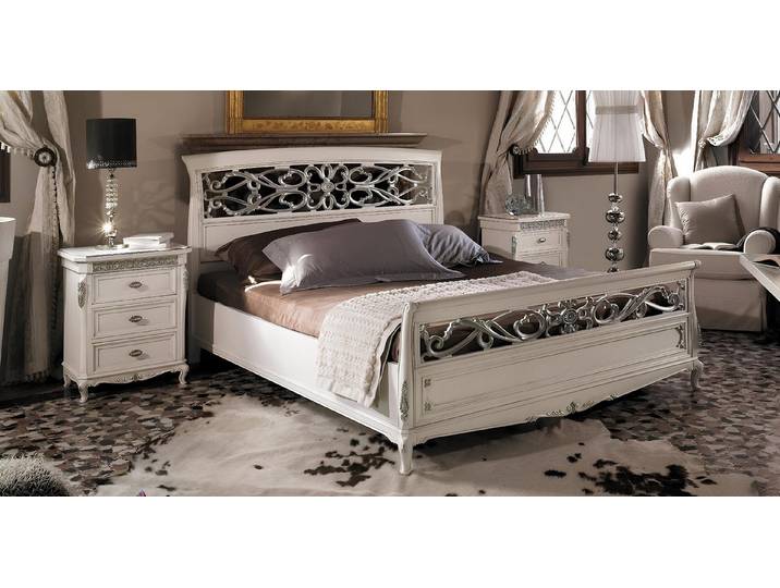 JVmoebel Bett Elegantes Bett in Weiß mit italienischer Handwerkskunst und Holzfüßen (1-tlg), Made in Italy