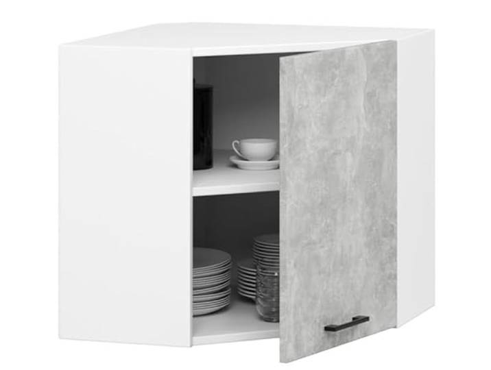 BDW - Küchenschrank Hängend Ecke - Oberschrank Küche - Weiß/Beton - 60x30x58cm - mit Griff - Eckschrank, Küchenschränke Einzeln, Wandschrank, Küchenhängeschrank - OLIWIA1 STK