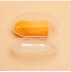 Inspire Picks Silicone Pet Finger Toothbrush Gentle Oral Cleaning Brush For Dogs And Cats orange