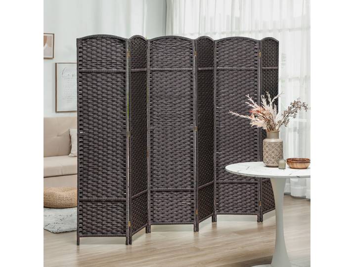 HOMCOM Séparateur 6 Panneaux Pliable Marron pour Salon/Bureau
