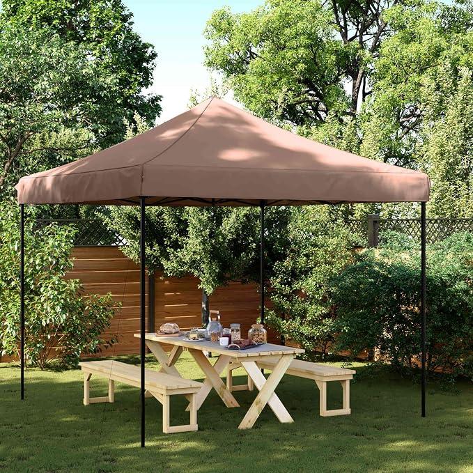 Party-Zelt Braun mit Oxford-Stoff 292 x 292 x 315 cm, faltbares Gartenzelt für Garten, Terrasse, Balkon, ideal als Pavillon, Partyzelt, Pergola, Unterstand für Grillfest, Hochzeit, Event