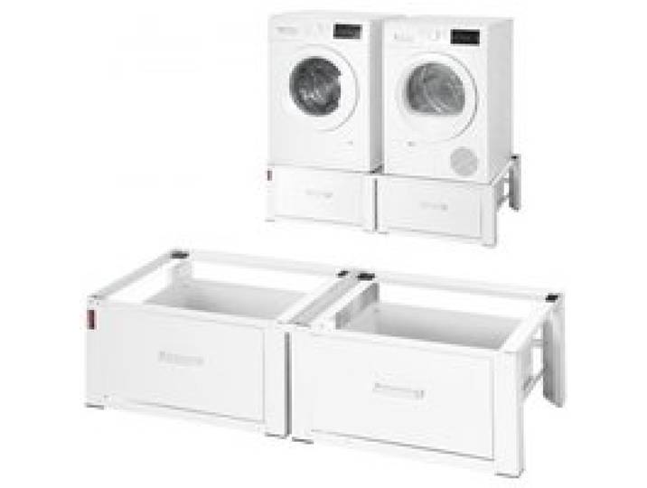 VEVOR Waschmaschinen Untergestell, 290 mm Hoch, Waschenmaschinenerhöhung mit Schublade, Tragkraft 150 kg, Rutschfeste Füße, Stahl-Trocknersockel, Podest, Universell Passend, Weiß, 2er-Pack