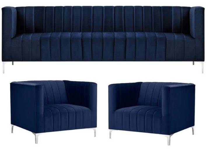 JVmoebel Polstergarnitur Navy Sofagarnitur in Blau mit kreativem Design und Sesseln, (Set, 3-tlg), Made in Europa