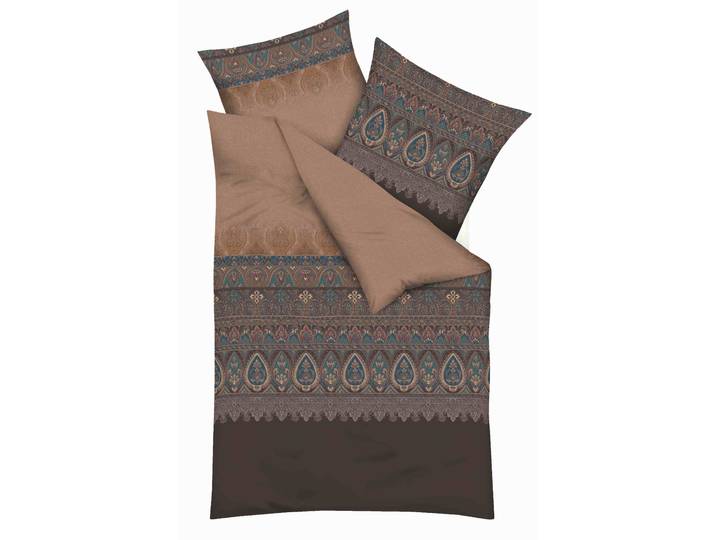 Bettwäsche KAEPPEL Opulence , braun, B/L: 155cm x 220cm, 1 Stk., 1 Stk., Mako-Satin, B/L: 80cm x 80cm, 2 Stk., Mako-Satin, Obermaterial: 100% Baumwolle, Bettwäsche, Bettwäsche, Paisleymuster