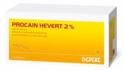 Hevert-Arzneimittel GmbH & Co. KG PROCAIN Hevert 2% Injektionslösung Ampullen 100X2 ml 19771728