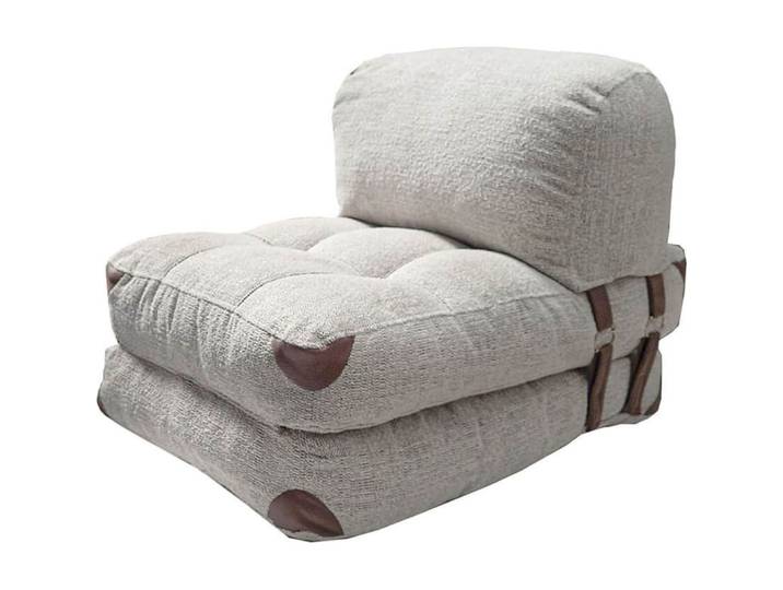 Chauffeuse convertible en tissu teddy gris