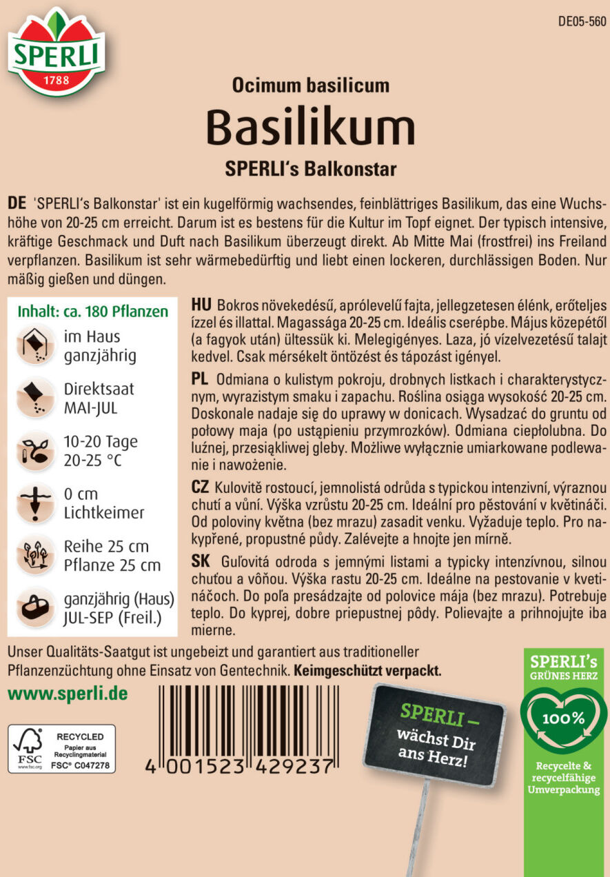 Sperli Basilikum Sperli 's Balkonstar